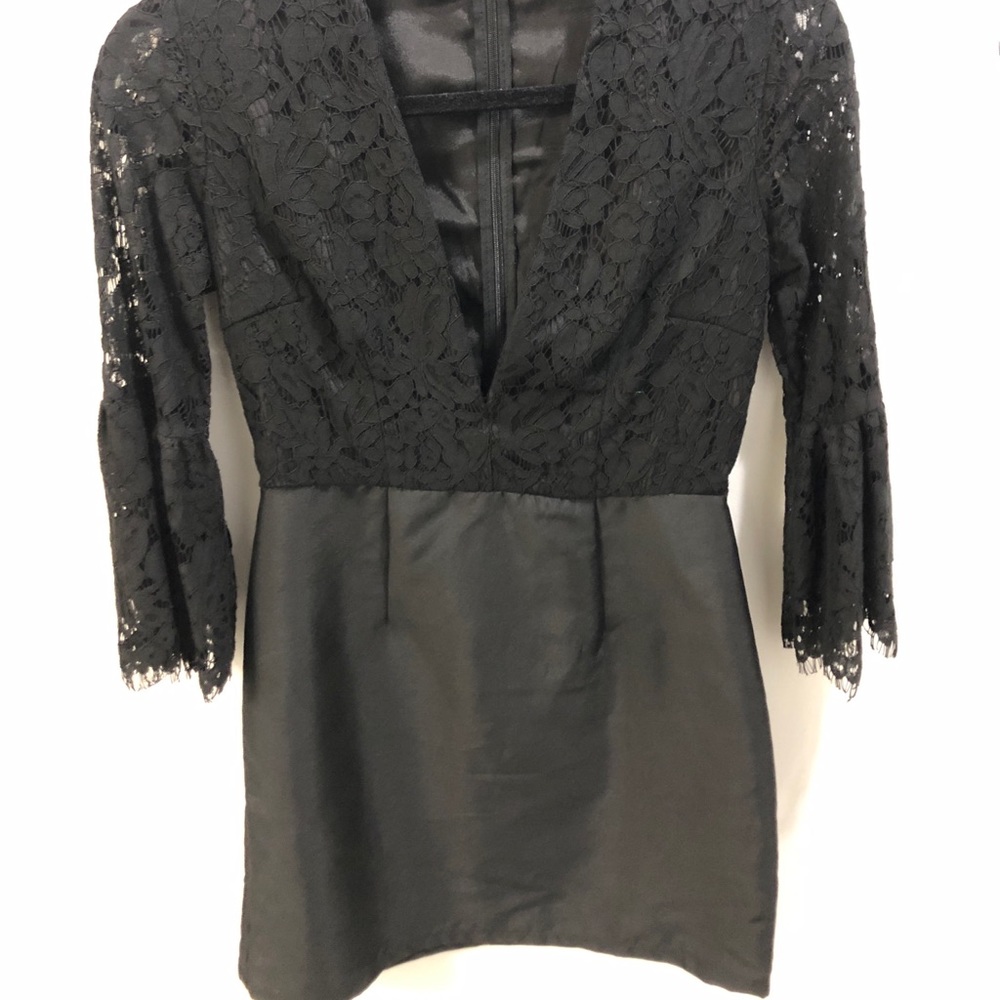 Black Lace Deep V Party Dress